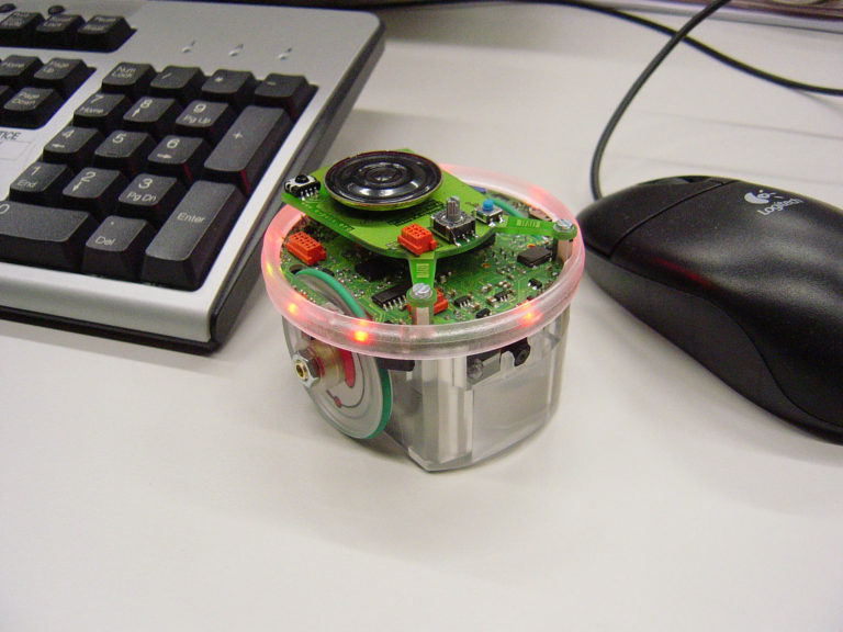 The e-puck is an open hardware mobile robot.
