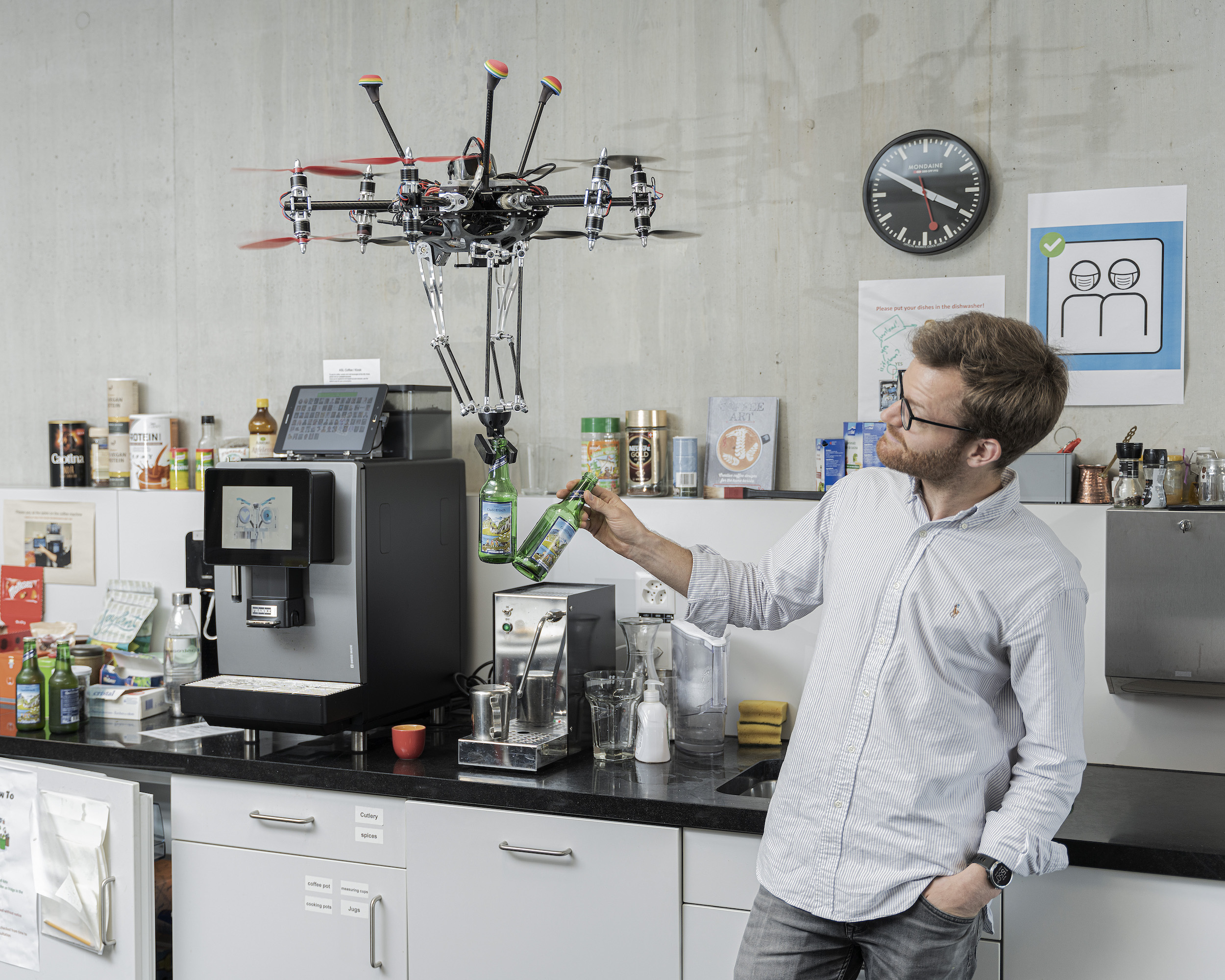 Drones with manipulation capabilities can be used to deliver items directly to the user, as well as to perform operations while flying, for example during construction works or maintainance of infrastrcutures.

Autonomous Systems Lab, ETH Zurich.